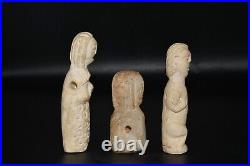 3 Ancient Greco Bactrian Central Asia Stone Idol Statue Circa 2500 BC-1500 BC
