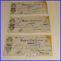 3-Antique 1933 New Zealand Cheque Bank Memorabilia AMP