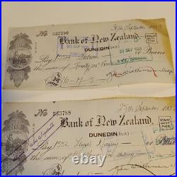 3-Antique 1933 New Zealand Cheque Bank Memorabilia AMP