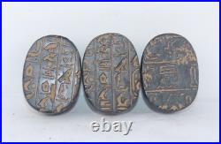 3 PHARAONIC SCARABS ANCIENT EGYPTIAN ANTIQUE Stone Protection Egypt History