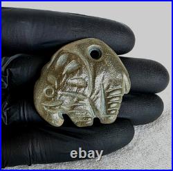 300 BC Ancient Roman Carved Engraved Gemstone Pendant Medallion Amulet Elephant