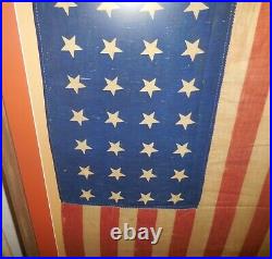 34 Star Grant & Colfax Vintage American Antique Flag Matted and Framed