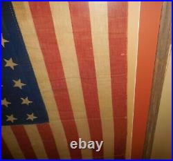 34 Star Grant & Colfax Vintage American Antique Flag Matted and Framed