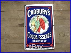 38270 Old Antique Vintage Enamel Sign Shop Advert Cadbury's Cocoa Tin Can Box