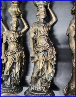 4 Antique Victorian Neo Classical Ladies Sculptures Bronze 21
