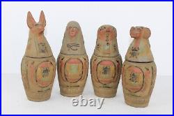 4 RARE ANCIENT EGYPTIAN PHARAOH ANTIQUE CANOPIC Jar Mummification -Egypt History