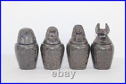 4 RARE ANCIENT EGYPTIAN PHARAOH ANTIQUE Canopic Jars Pharaonic EGYPT HISTORY