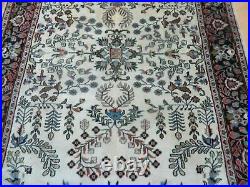 4' X 6' Vintage Handmade India Floral Oriental Wool Rug Veg Dye Nice Ivory Nice