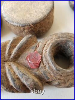 6 Antique Carved, Well-Used Wooden Ghurras from Nepal. A collection