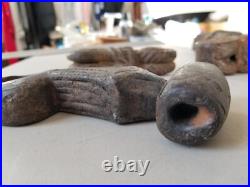 6 Antique Carved, Well-Used Wooden Ghurras from Nepal. A collection