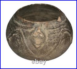 8.5x5 Antique Mayan Handmade Ceramic Animal Face Collectible Pottery Decor Bowl