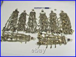 8 Antique tajik tribal extra Large serpent chains pendants lot belly dance 48901