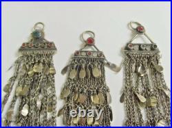 8 Antique tajik tribal extra Large serpent chains pendants lot belly dance 48901