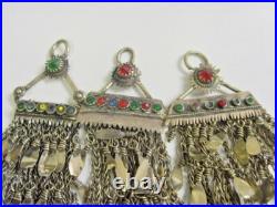 8 Antique tajik tribal extra Large serpent chains pendants lot belly dance 48901