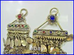 8 Antique tajik tribal extra Large serpent chains pendants lot belly dance 48901