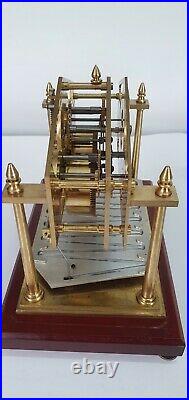 8 Day Miniature English William Congreve Rolling Ball Clock with Brass Wood Base