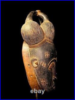 AFRICAN Vintage Hand Carved Antique Mask Ivory Coast African Art -1636