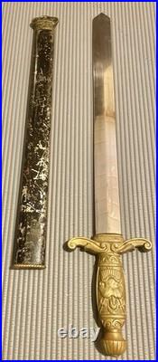 ANTIQUE 1890 Fraternal Cadet artillery style short sword minus scabbard & Sheath