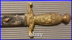 ANTIQUE 1890 Fraternal Cadet artillery style short sword minus scabbard & Sheath