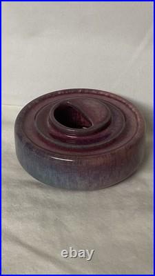 ANTIQUE 1900Ruskin Pottery Mauve Inkwell Base West Smethwick Oval Mark Patent