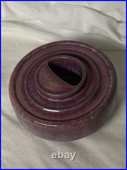 ANTIQUE 1900Ruskin Pottery Mauve Inkwell Base West Smethwick Oval Mark Patent