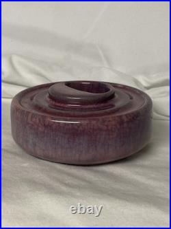 ANTIQUE 1900Ruskin Pottery Mauve Inkwell Base West Smethwick Oval Mark Patent