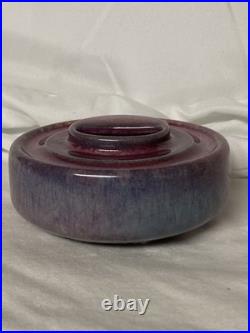 ANTIQUE 1900Ruskin Pottery Mauve Inkwell Base West Smethwick Oval Mark Patent