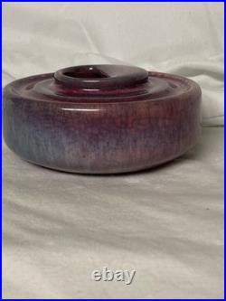 ANTIQUE 1900Ruskin Pottery Mauve Inkwell Base West Smethwick Oval Mark Patent
