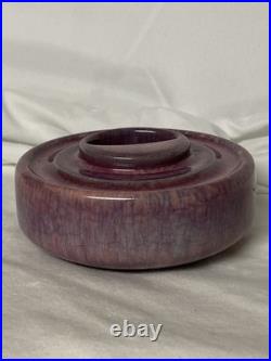 ANTIQUE 1900Ruskin Pottery Mauve Inkwell Base West Smethwick Oval Mark Patent