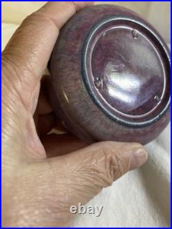 ANTIQUE 1900Ruskin Pottery Mauve Inkwell Base West Smethwick Oval Mark Patent