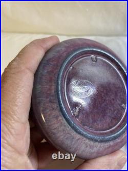 ANTIQUE 1900Ruskin Pottery Mauve Inkwell Base West Smethwick Oval Mark Patent