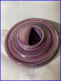 ANTIQUE 1900Ruskin Pottery Mauve Inkwell Base West Smethwick Oval Mark Patent