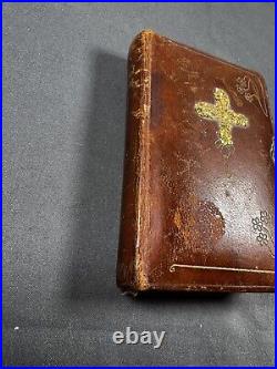 ANTIQUE 1912 Hard LEATHER POLISH PRAYER BOOK GOLDEN KEY TO HEAVEN