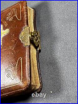 ANTIQUE 1912 Hard LEATHER POLISH PRAYER BOOK GOLDEN KEY TO HEAVEN