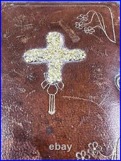 ANTIQUE 1912 Hard LEATHER POLISH PRAYER BOOK GOLDEN KEY TO HEAVEN