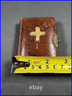 ANTIQUE 1912 Hard LEATHER POLISH PRAYER BOOK GOLDEN KEY TO HEAVEN