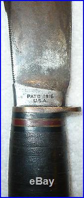 ANTIQUE 1916 MARBLES GLADSTONE KNIFE With LEATHER SHEATH