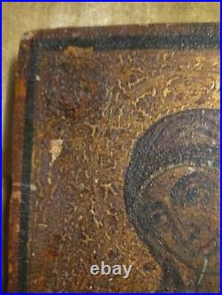 ANTIQUE 19th CENTURY ORTHODOX Christian ICON WOOD Madonna and Child