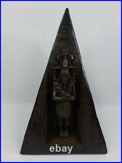 ANTIQUE ANCIENT EGYPTIAN STONE Black Sphinx Pyramid Osiris Eye of Horus Protect