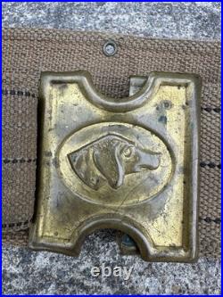 ANTIQUE ANSON MILLS SHOTGUN CARTRIDGE REMINGTON DOG BELT Buckle 1881 Military