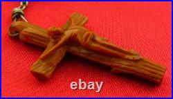 ANTIQUE CARVED BEADS Rosary CARVED HEART CENTERPIECE & CRUCIFIX