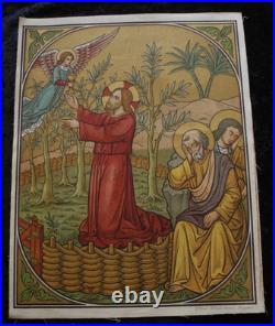 ANTIQUE CATHOLIC BROCADE FABRIC IMAGES 15 STAGES OF THE CROSS OF THE LORD Jesus