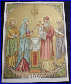 ANTIQUE CATHOLIC BROCADE FABRIC IMAGES 15 STAGES OF THE CROSS OF THE LORD Jesus