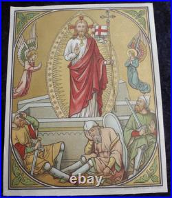 ANTIQUE CATHOLIC BROCADE FABRIC IMAGES 15 STAGES OF THE CROSS OF THE LORD Jesus