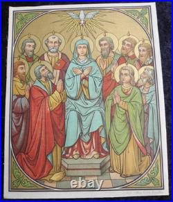 ANTIQUE CATHOLIC BROCADE FABRIC IMAGES 15 STAGES OF THE CROSS OF THE LORD Jesus