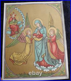 ANTIQUE CATHOLIC BROCADE FABRIC IMAGES 15 STAGES OF THE CROSS OF THE LORD Jesus