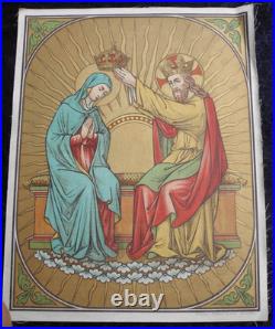 ANTIQUE CATHOLIC BROCADE FABRIC IMAGES 15 STAGES OF THE CROSS OF THE LORD Jesus