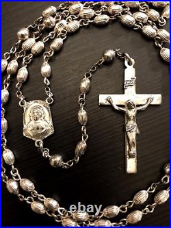 ANTIQUE CREED ROSARY NECKLACE ALL SOLID STERLING SILVER 20 Long 21 grams