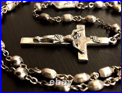 ANTIQUE CREED ROSARY NECKLACE ALL SOLID STERLING SILVER 20 Long 21 grams