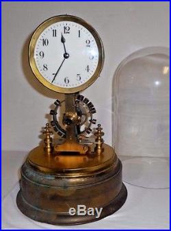 ANTIQUE EUREKA LONDON RARE ELECTROMAGNETIC CLOCK ENGLAND c. 1910 BRASS UNDER DOME